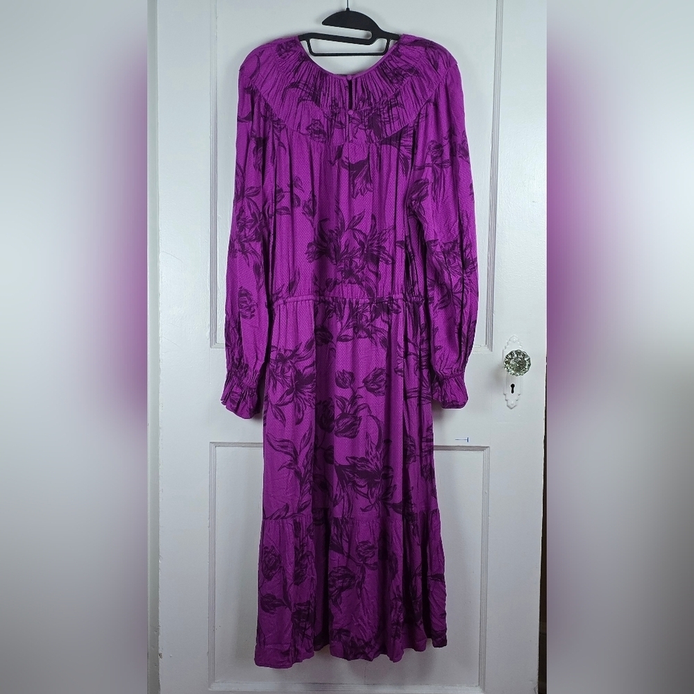 A New Day Pink And Purple Cottagecore Victorian Midi Dress with Pockets Size L - Picture 2 of 9